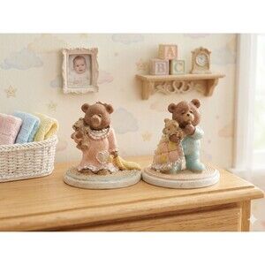 Russ Berrie Sweet Dreams Figurines - Girl in Pink Dress & Boy with Blanket VTG